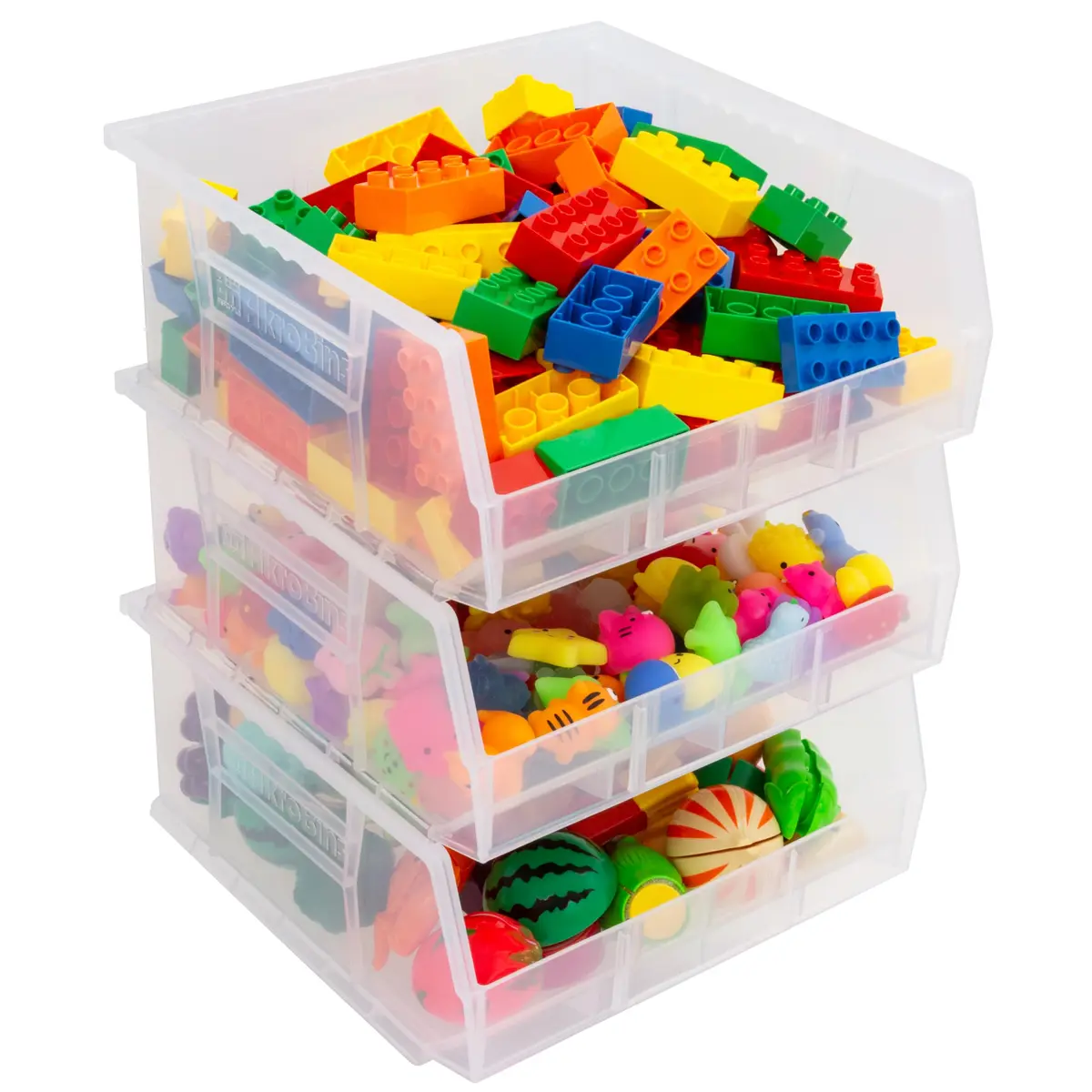 Akro-Mils 30235 AkroBins Plastic Storage Bins, 11"x11"x5", Clear, 6-Pack | Heavy-Duty Stackable Organizer - view 7