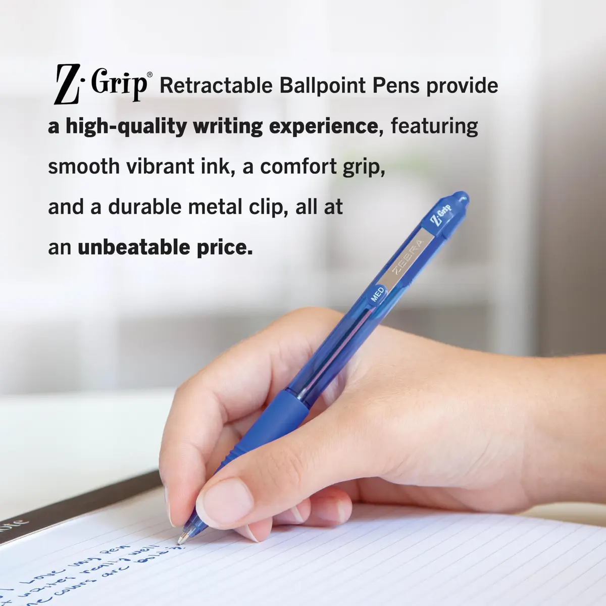 Zebra Pen Z-Grip Retractable Ballpoint Pen, Blue Ink, 1.0mm, 24-Pack | Smooth Writing, Medium Point Tip, Ideal for Planners, Note-Taking, School and Office Supplies, and Everyday Writing - view 5