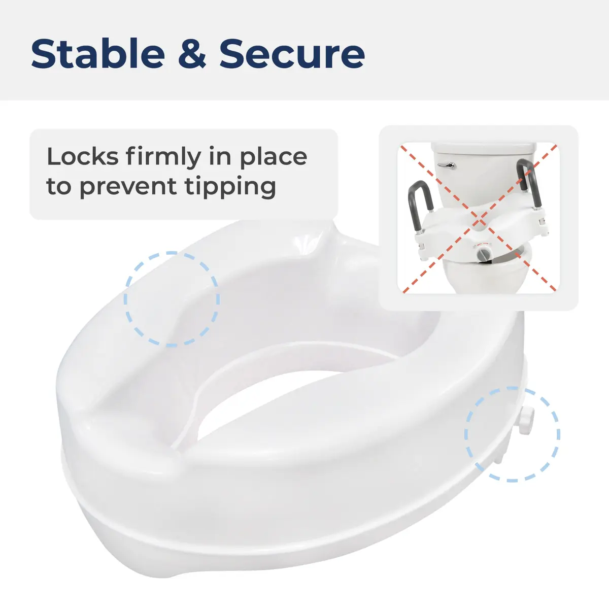Drive Medical Raised Toilet Seat with Lock, Standard Seat, 4 Inch | Aids Mobility & Independence - view 4