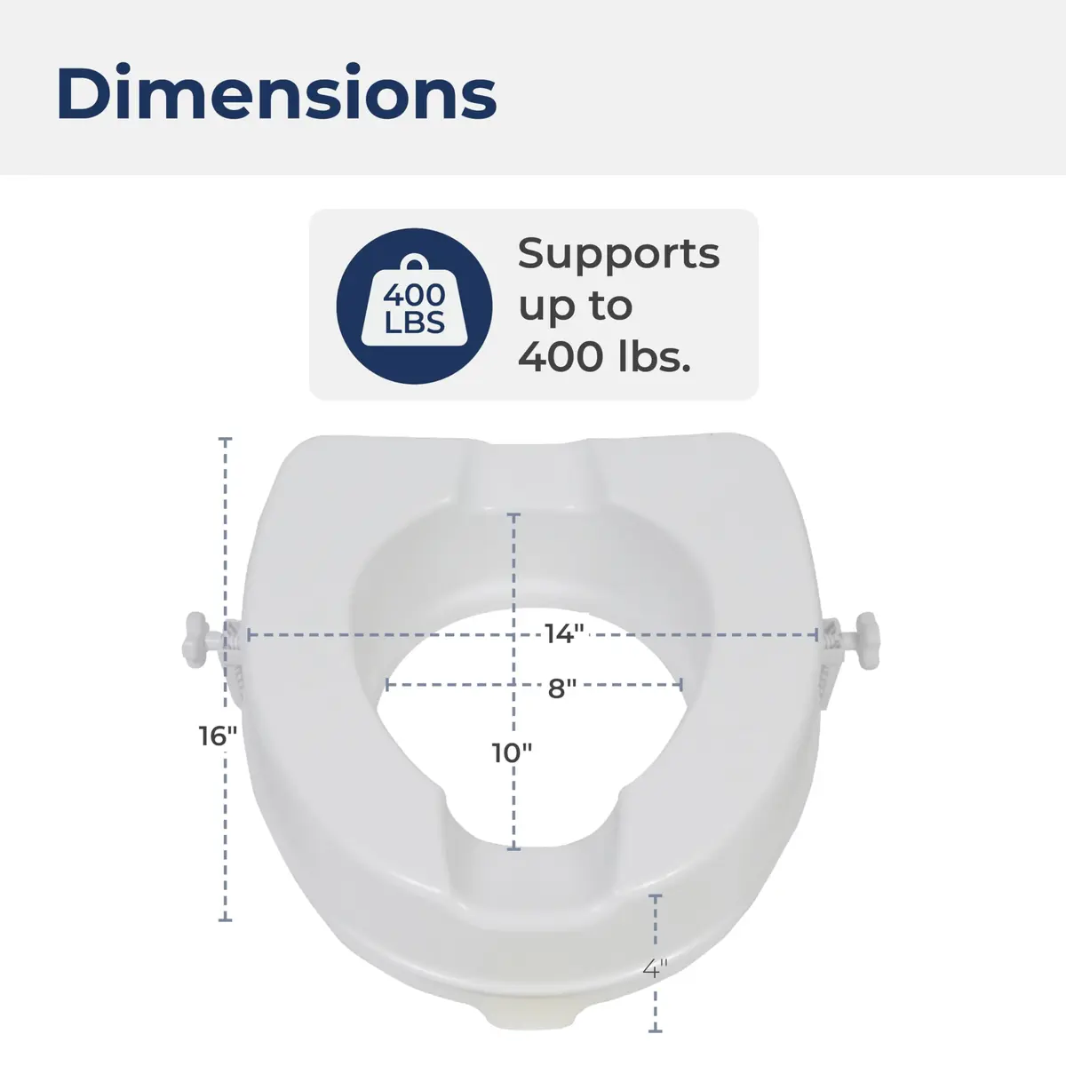 Drive Medical Raised Toilet Seat with Lock, Standard Seat, 4 Inch | Aids Mobility & Independence - view 7
