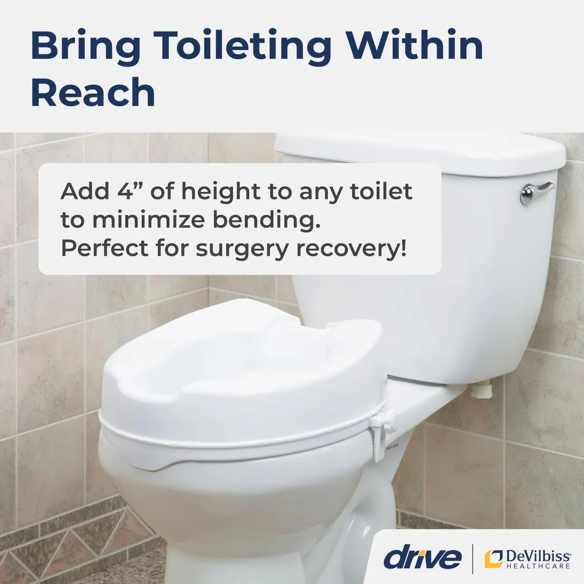 Drive Medical Raised Toilet Seat with Lock, Standard Seat, 4 Inch | Aids Mobility & Independence - view 2