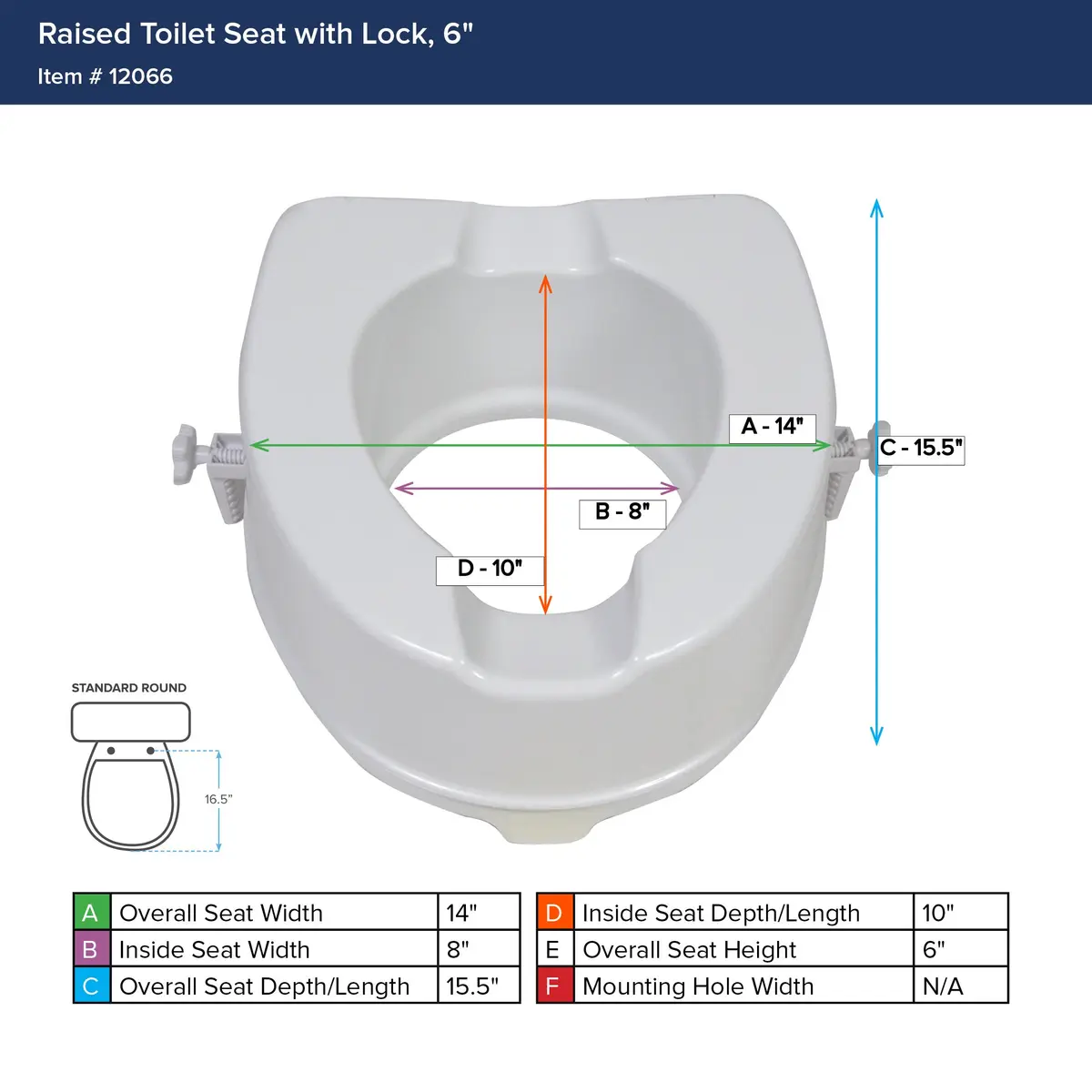Drive Medical Premium Raised Toilet Seat 6 Inch Height | Aids Sitting & Standing - view 3