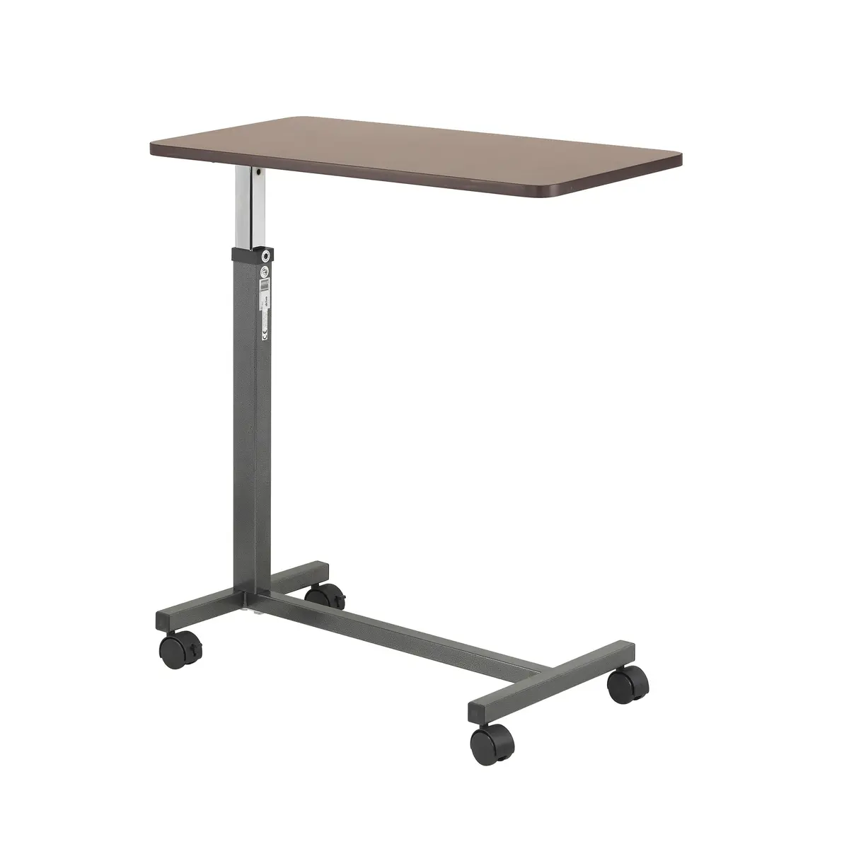 Drive Medical Overbed Table with Wheels | Stable, Adjustable Bedside Surface in Walnut Finish - main product image