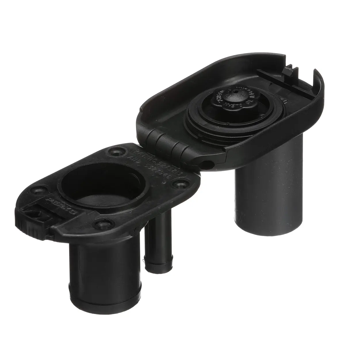 Seachoice Deck Mount Gas Fill Plate with Vent & Hinged Flip-Top Cap, Black Plastic (156 g / 0.25 lb) - view 5