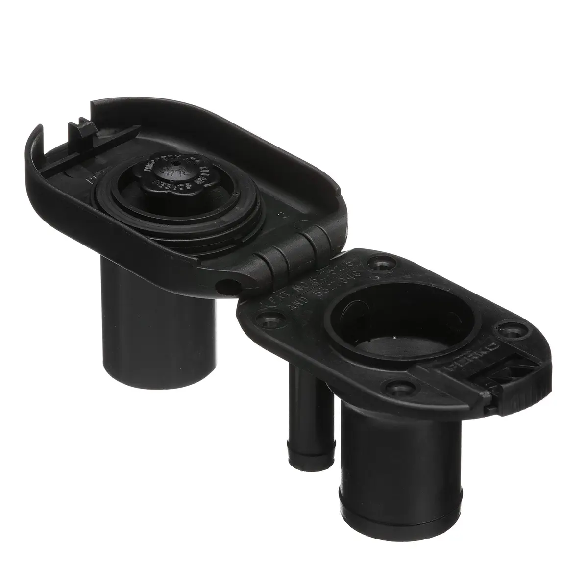 Seachoice Deck Mount Gas Fill Plate with Vent & Hinged Flip-Top Cap, Black Plastic (156 g / 0.25 lb) - view 4