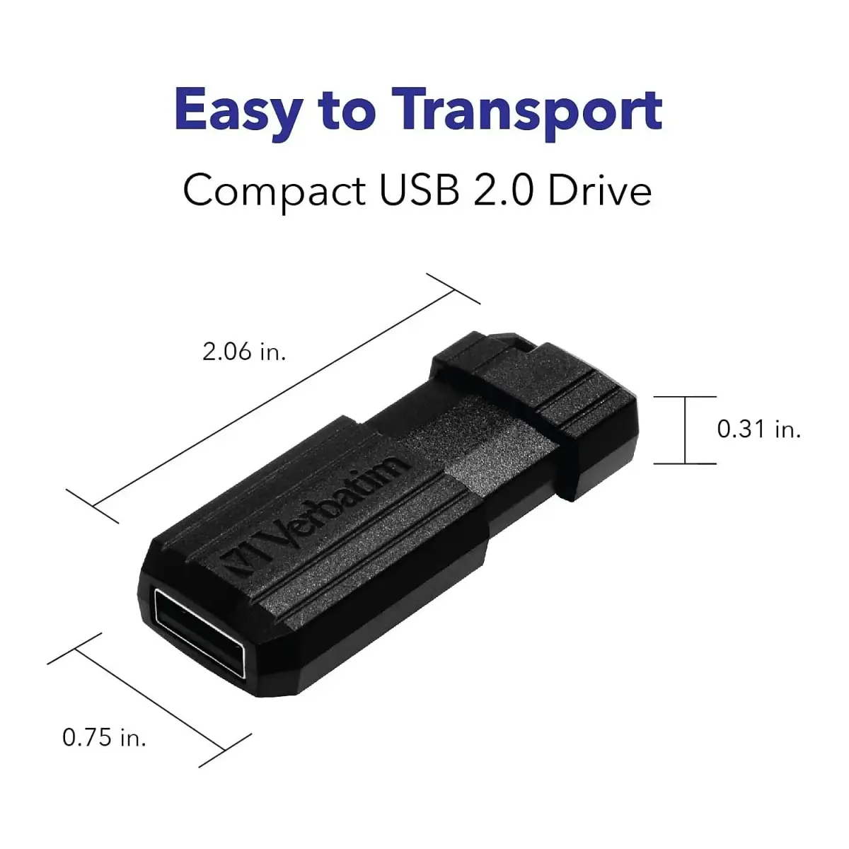 Verbatim 32GB Pinstripe USB 2.0 Flash Drive Retractable Thumb Drive - Black - view 3