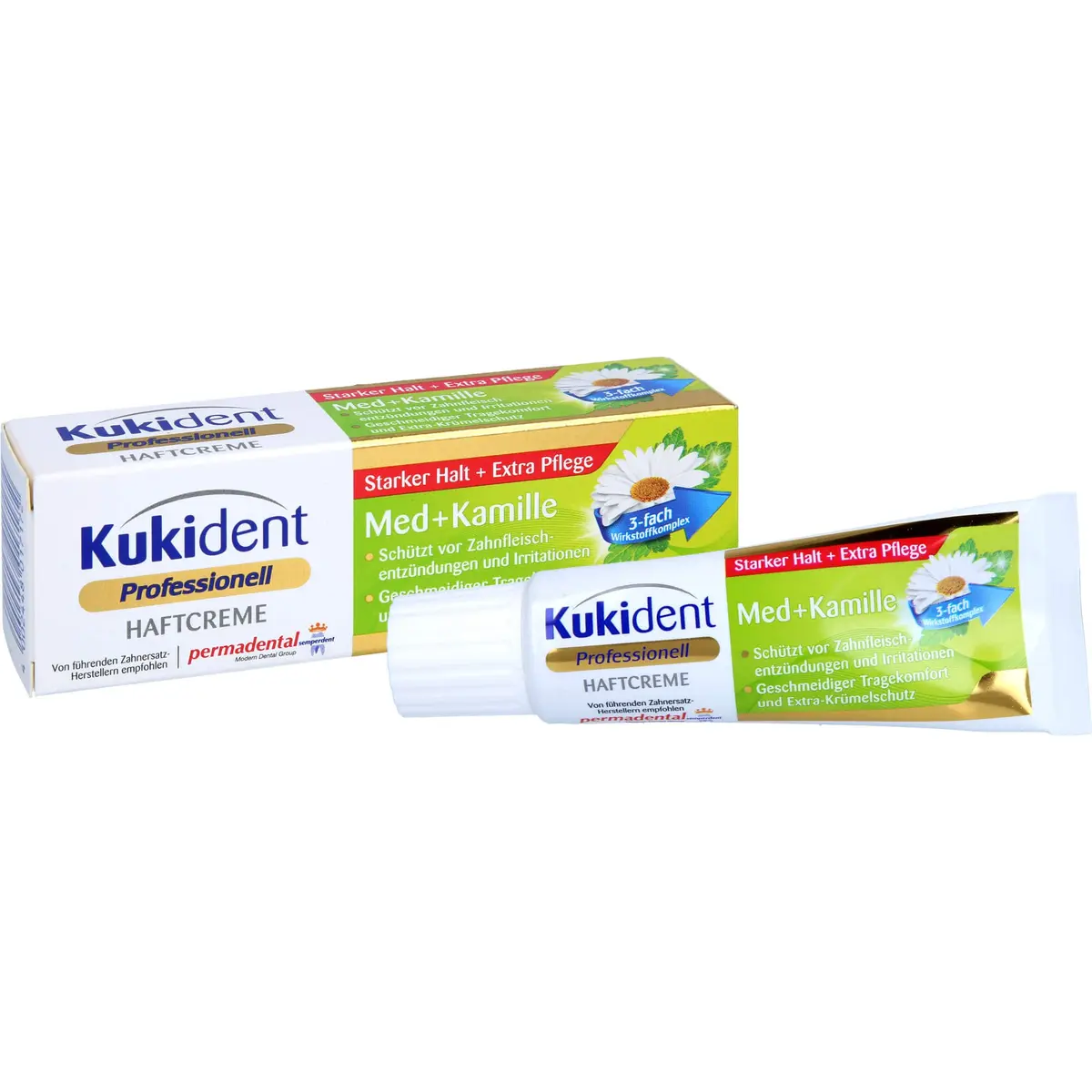Kukident Extra Strong Denture Adhesive Cream with Camomile Extract 1.41 Oz | Germany Product for Gum Comfort - view 3