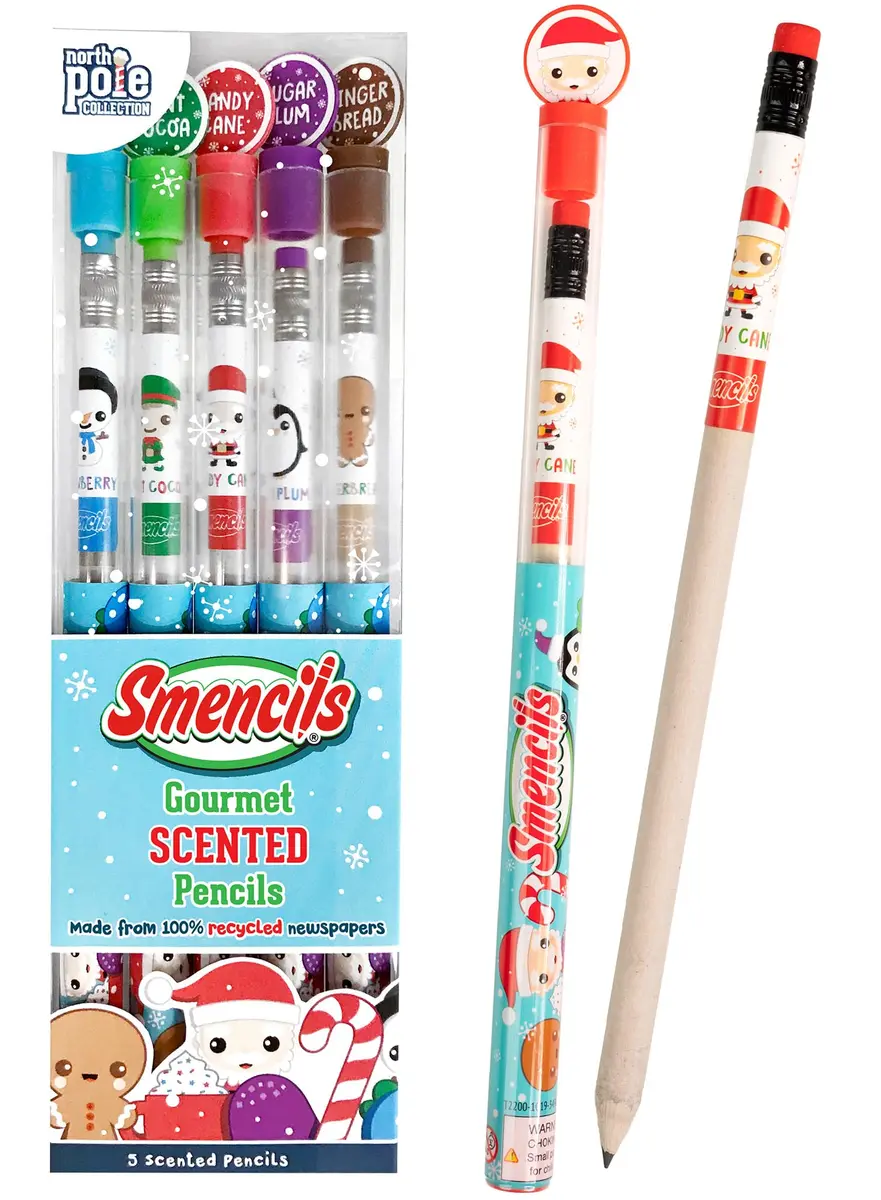 Scentco Holiday Smencils - HB #2 Scented Fun Pencils, 5 Count | Holiday-themed, Recycled Newspaper, Long-lasting Scents - view 3
