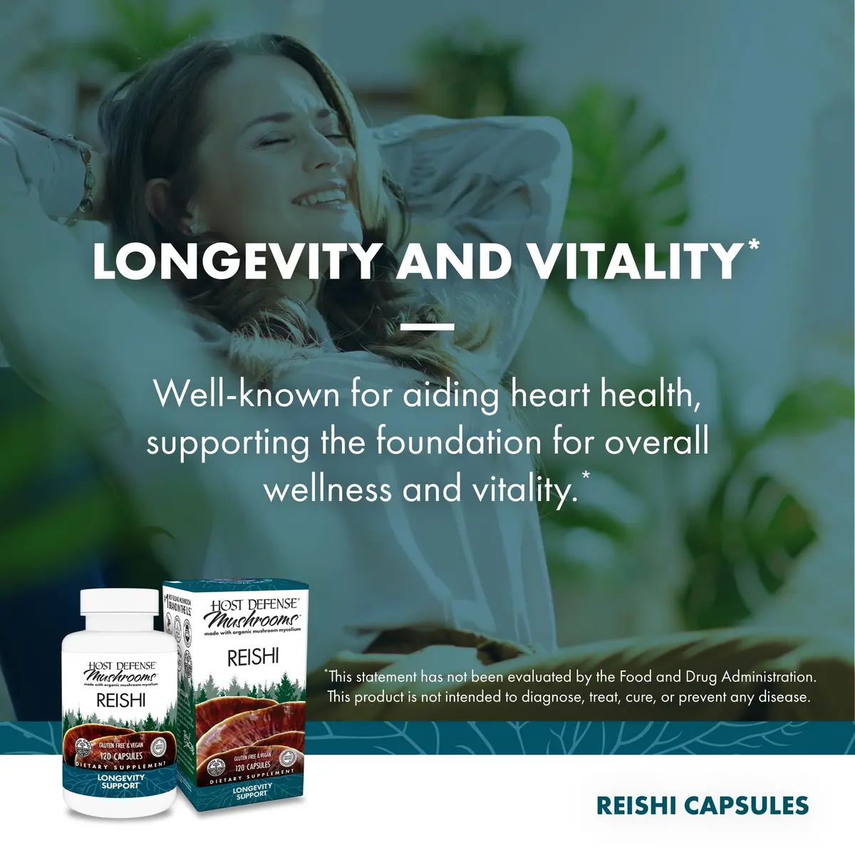 Host Defense Reishi Capsules 120 Count | Supports Heart & Immunity, Organic Mushroom Supplement - view 5