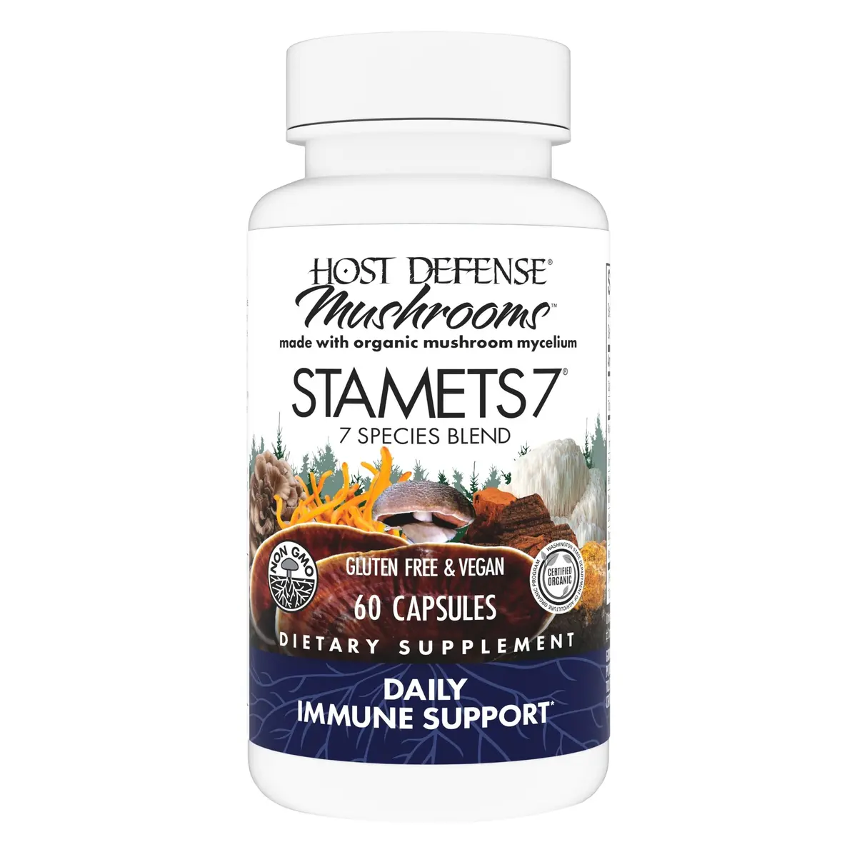 Host Defense Stamets 7 Immune Support Mushroom Supplement 60 Capsules | 7-Species Blend for Daily Wellness - main product image
