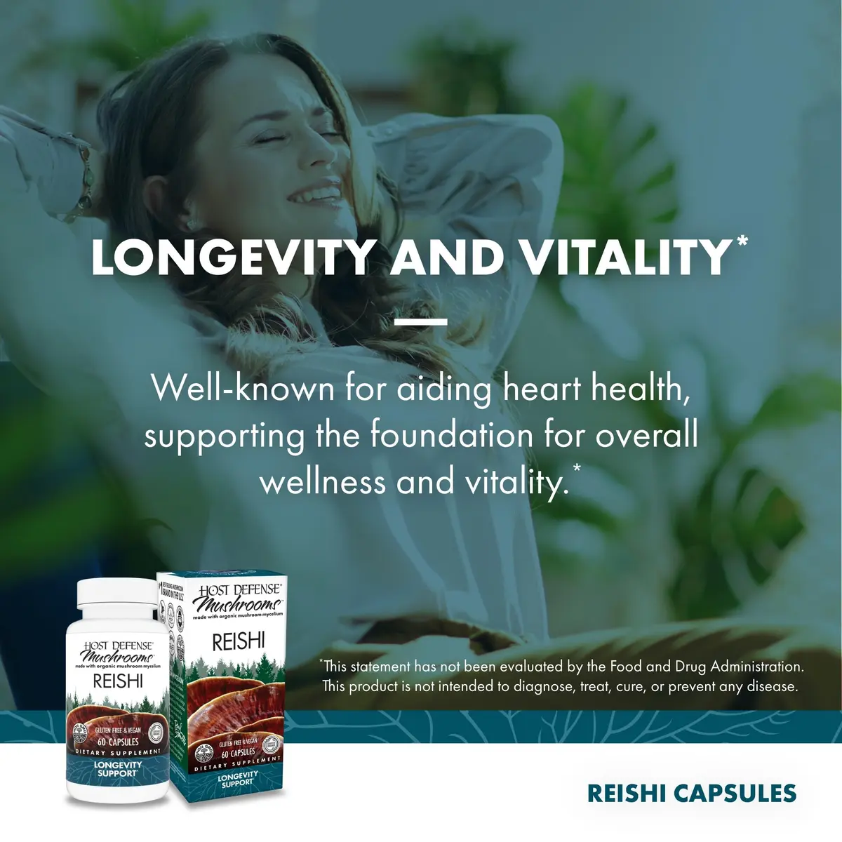 Host Defense Reishi Capsules 60 Capsules | Supports Wellness & Vitality - view 5