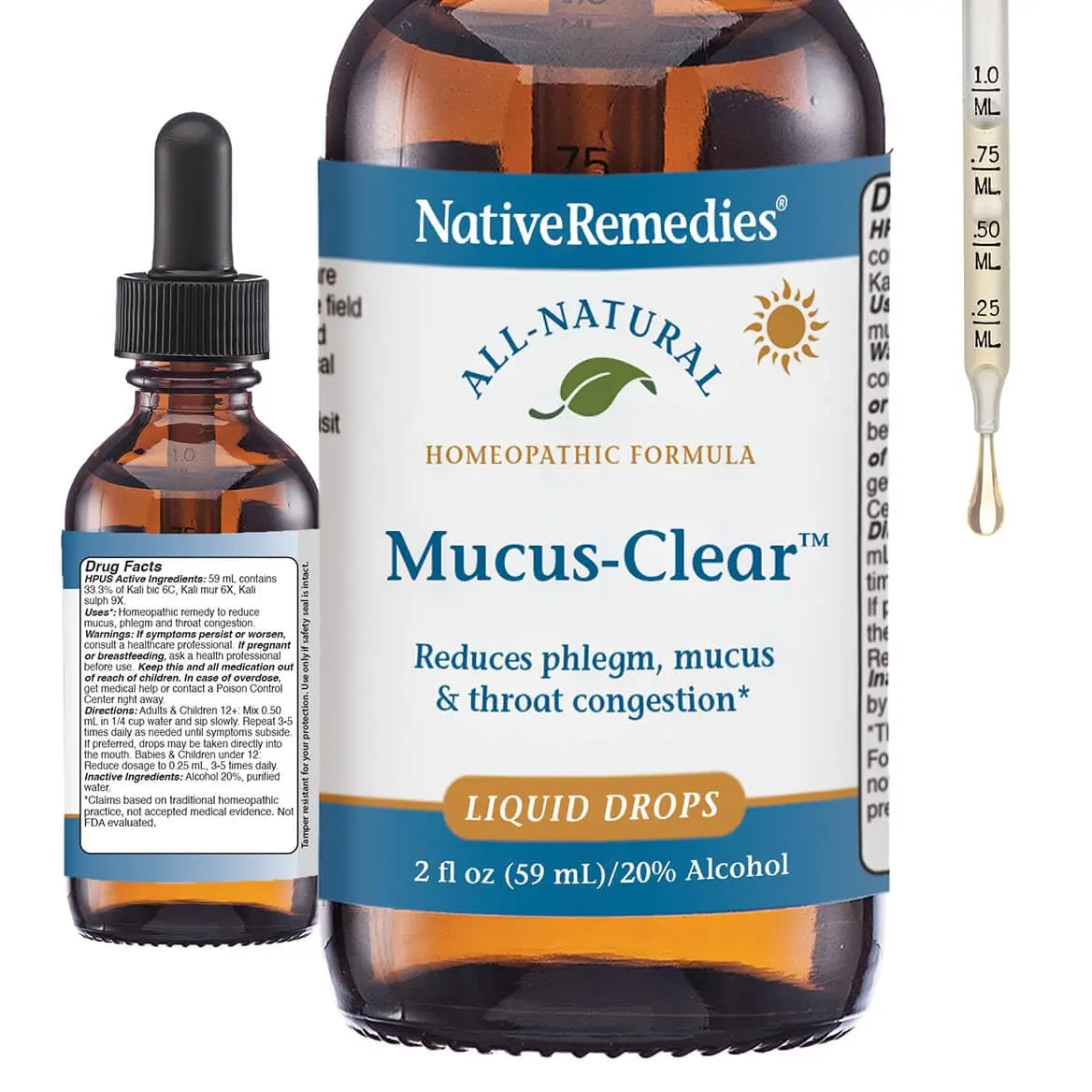 Native Remedies Mucus-Clear 2 Fl Oz | Natural Mucus Relief for Adults, Respiratory Support - main product image