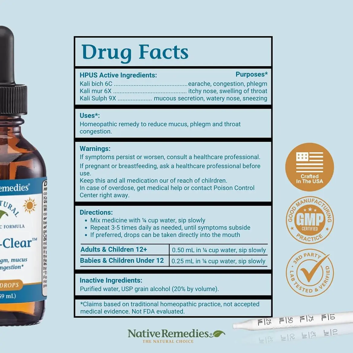 Native Remedies Mucus-Clear 2 Fl Oz | Natural Mucus Relief for Adults, Respiratory Support - view 6