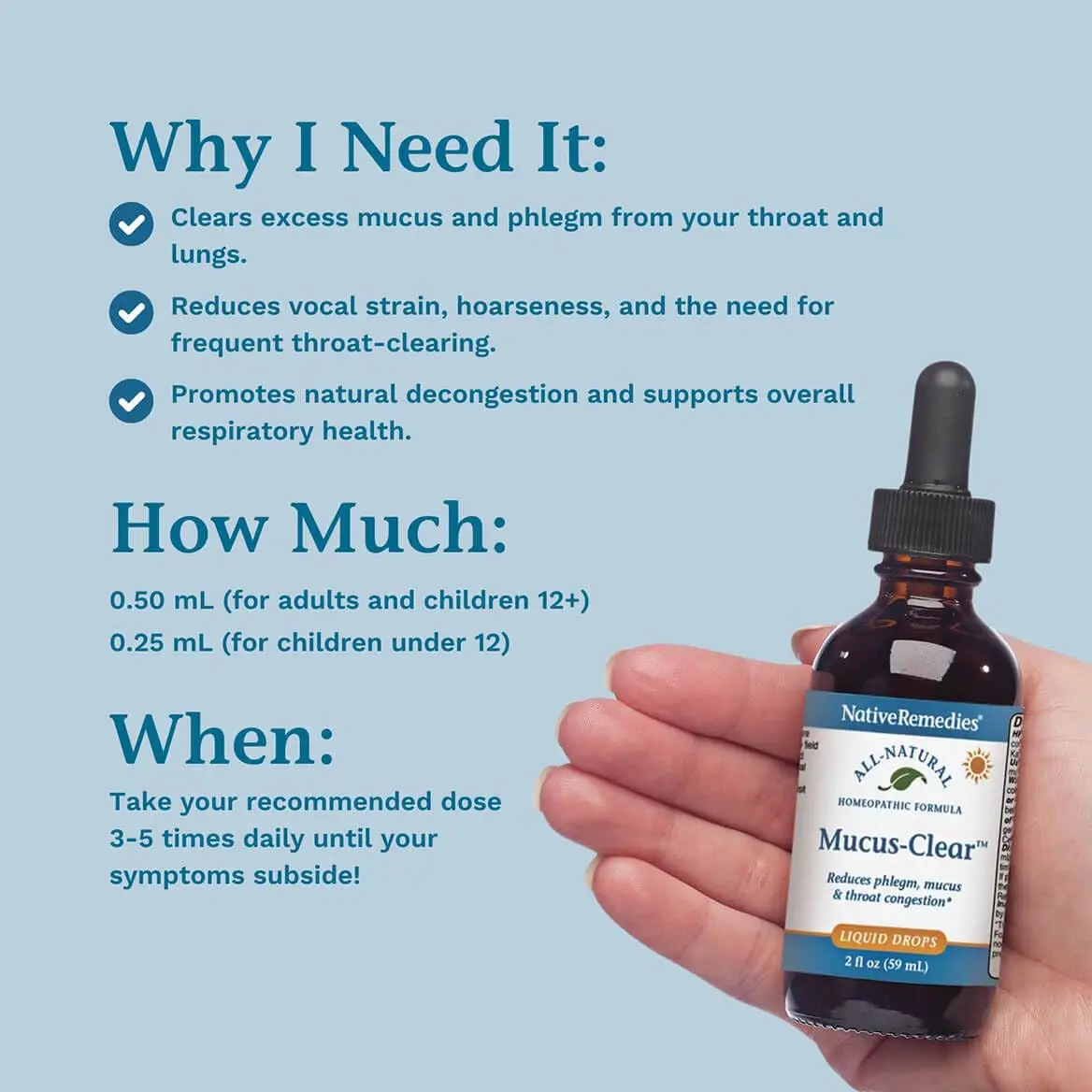 Native Remedies Mucus-Clear 2 Fl Oz | Natural Mucus Relief for Adults, Respiratory Support - view 4