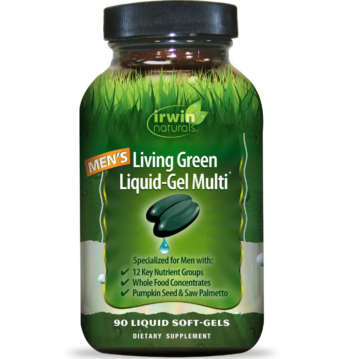 Irwin Naturals Men's Living Green Daily Multivitamin | 90 Liquid Softgels for Men’s Wellness & Vitality - main product image