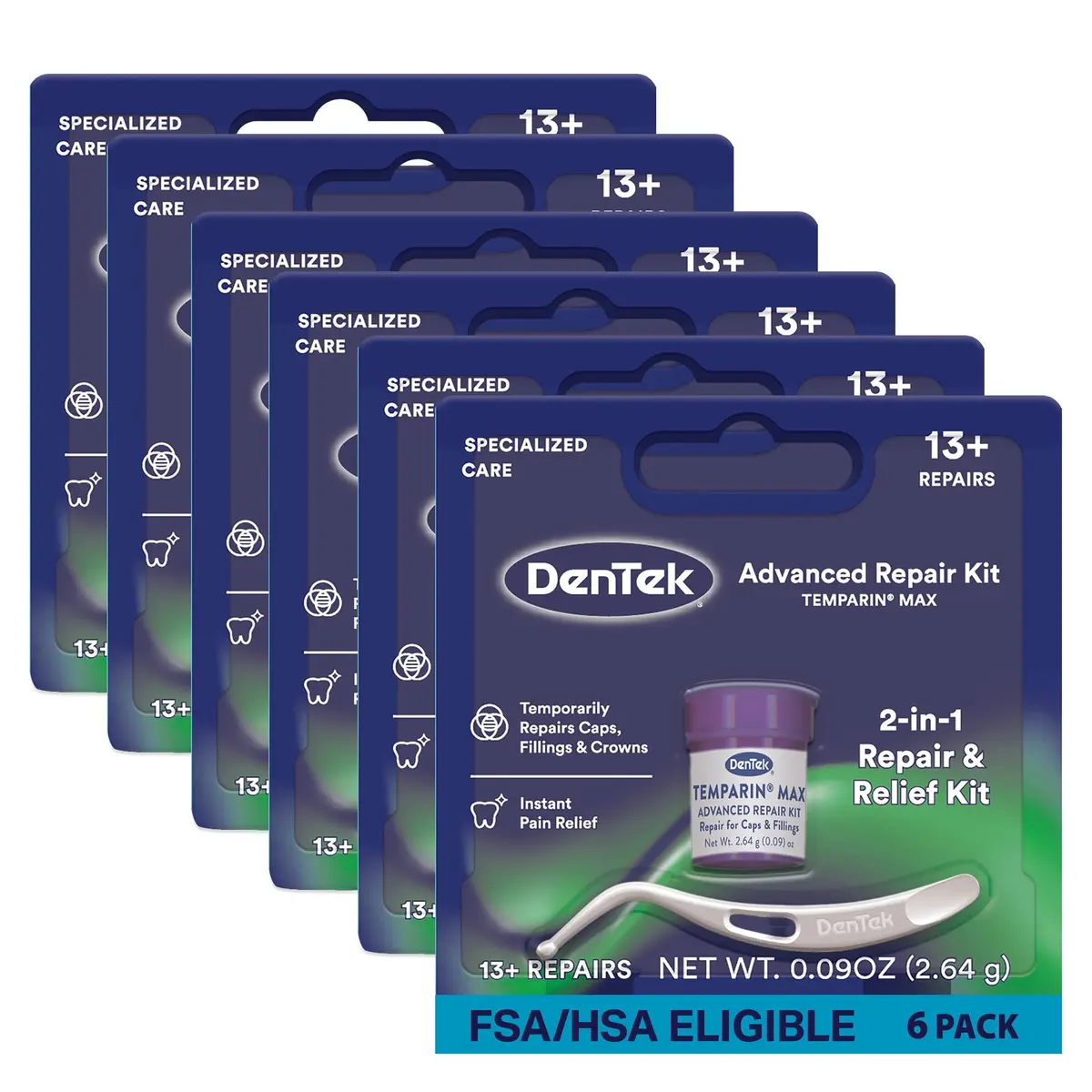 DenTek Temparin Max Advanced Tooth Repair Kit, 6 Kits | Temporary Dental Emergency Fix, 13+ Repairs - main product image