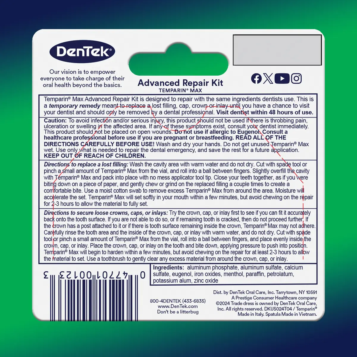DenTek Temparin Max Advanced Tooth Repair Kit, 6 Kits | Temporary Dental Emergency Fix, 13+ Repairs - view 7