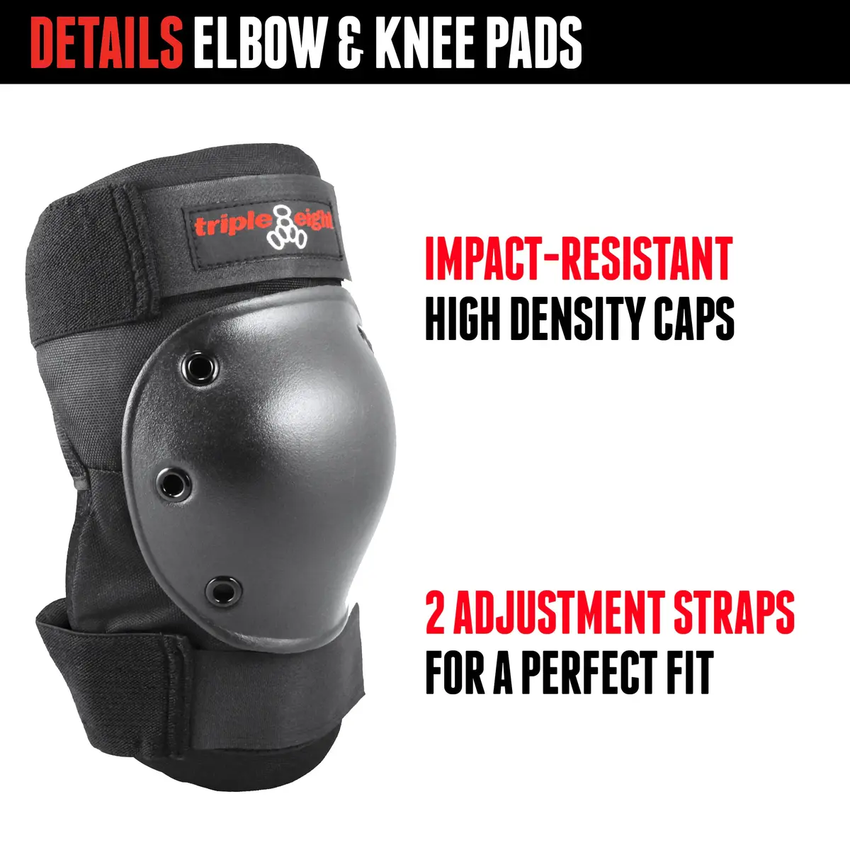 Triple Eight Saver Series 3-Pack Knee, Elbow & Wrist Pad Set | Impact-Resistant, Adjustable Fit - view 4