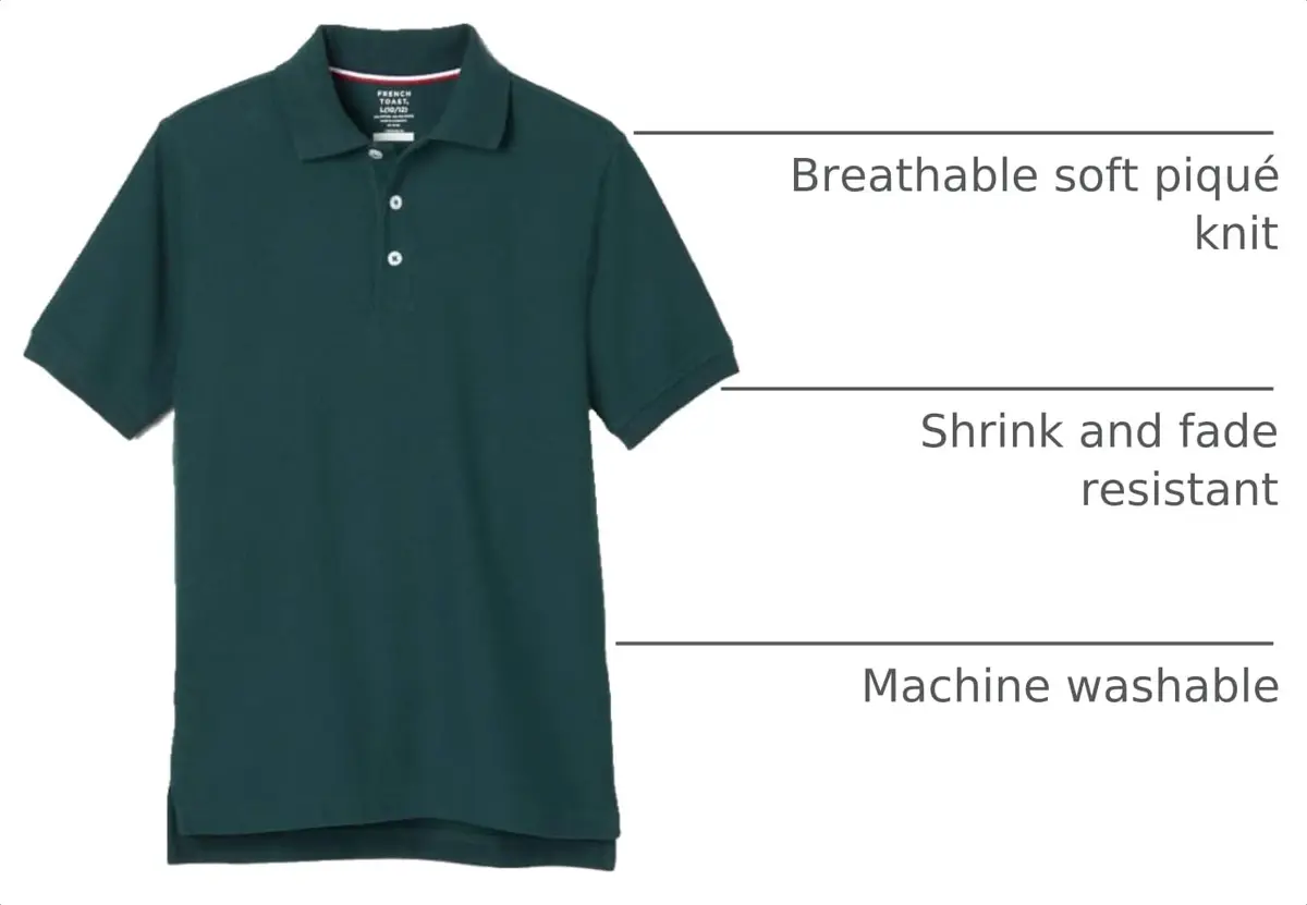 French Toast Kids Short Sleeve Pique Polo Shirt, Hunter Green, 3T | Breathable & Wash-Resistant - view 4