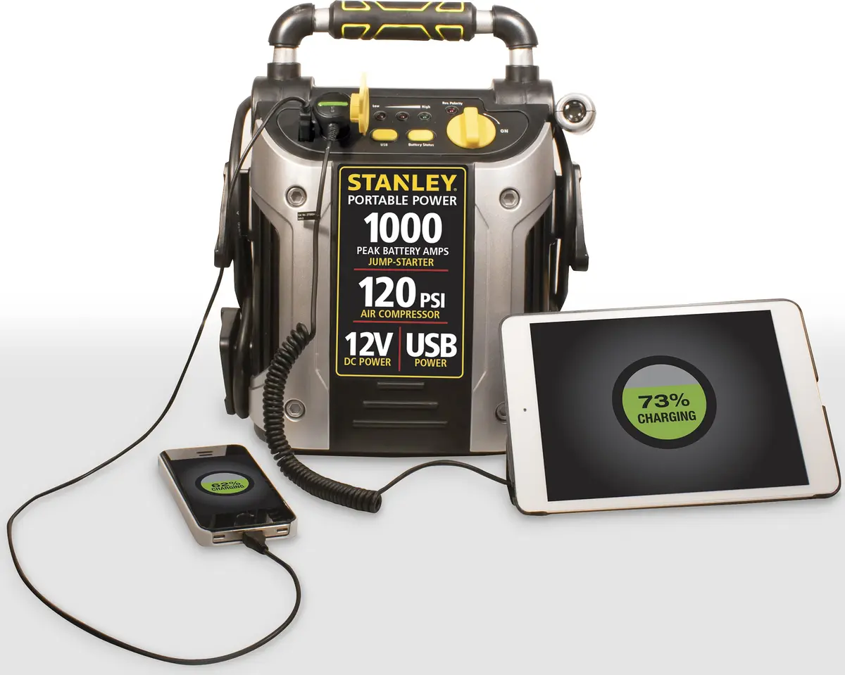 STANLEY Jump Starter with Compressor 1000 Amp | Portable Car Power Station, 120 PSI Air, USB & DC Ports - view 6