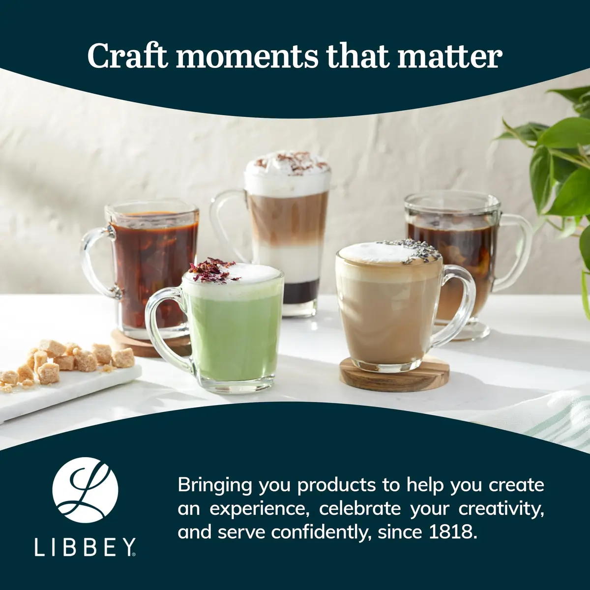 Libbey Tapered Glass Mug Set of 8 | 15.5 Oz Thick, Clear Glass Coffee Cups for Tea & Cider - view 6