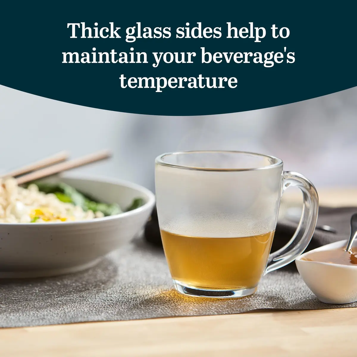 Libbey Tapered Glass Mug Set of 8 | 15.5 Oz Thick, Clear Glass Coffee Cups for Tea & Cider - view 4