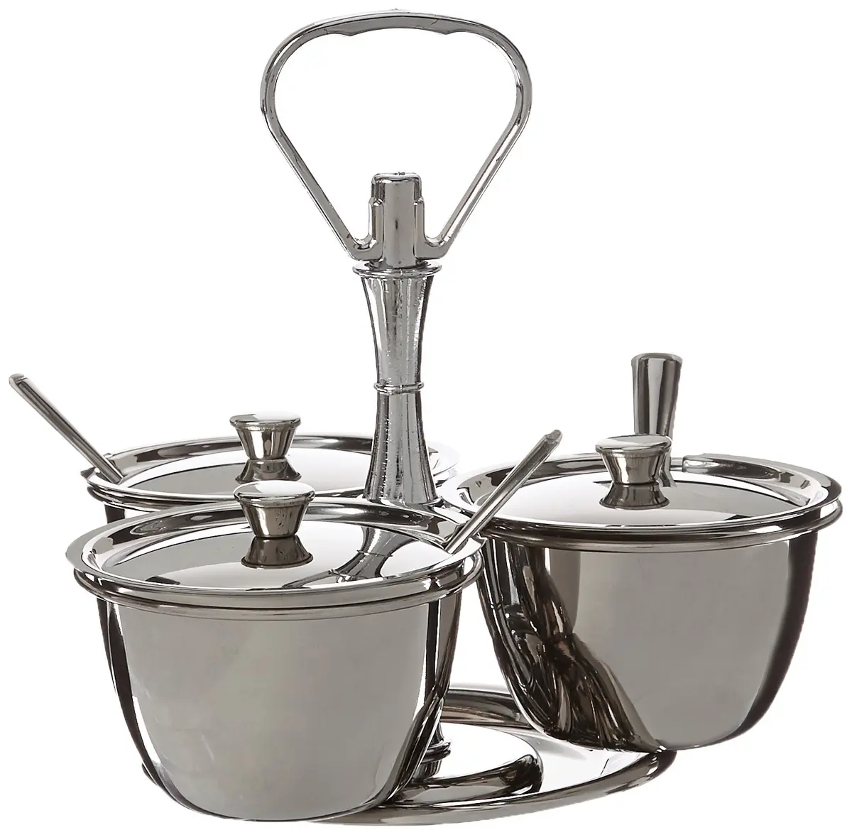 Winco 3-Unit Relish Server Medium Stainless Steel | Food Safe for Buffets & Parties - main product image