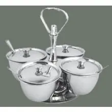 Winco 3-Unit Relish Server Medium Stainless Steel | Food Safe for Buffets & Parties - view 3