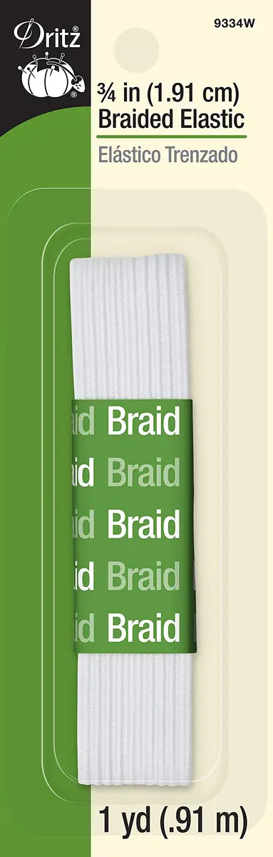 Dritz Braided Elastic 3/4-Inch White | Lightweight, Washable, Safe for Necklines & Sleeves - main product image