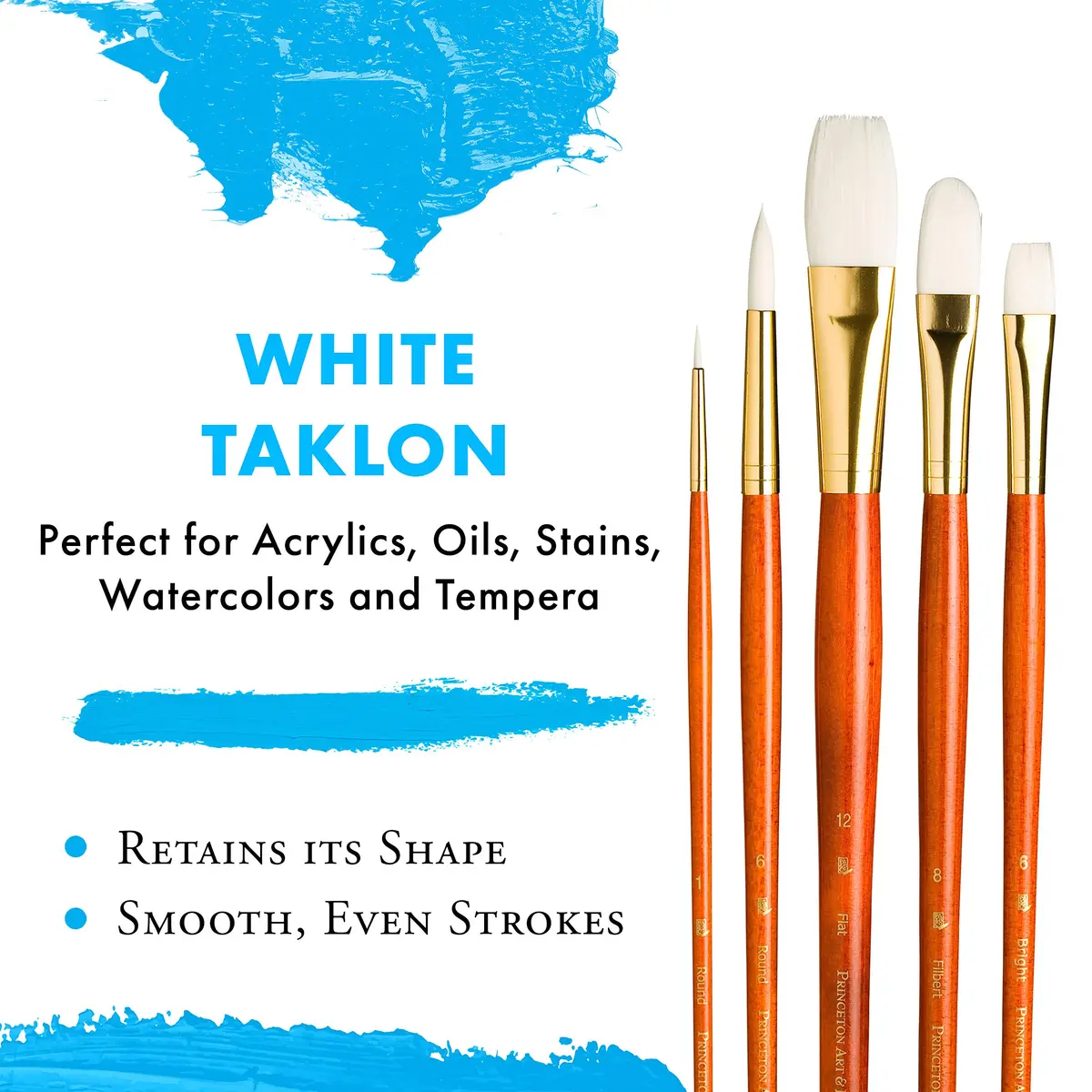 Princeton RealValue Brush Set, 5 Piece | Synthetic Taklon, Orange Handle, All Art Types - view 4