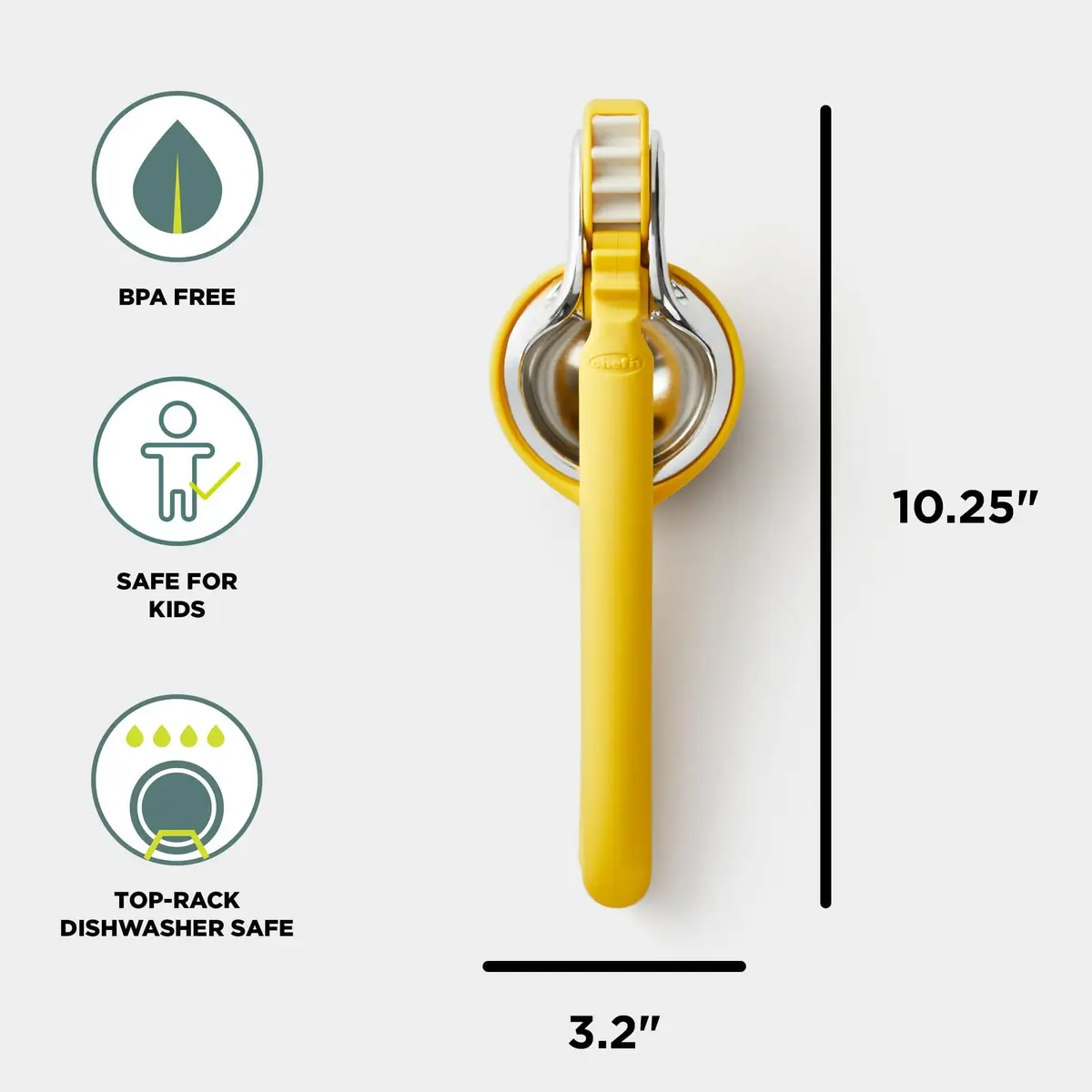 Chef'n FreshForce Lemon Squeezer Citrus Juicer, Manual Hand Press with Dual-Gear Power for Maximum Juice Extraction, Durable, Yellow | Effortless Juicing - view 2