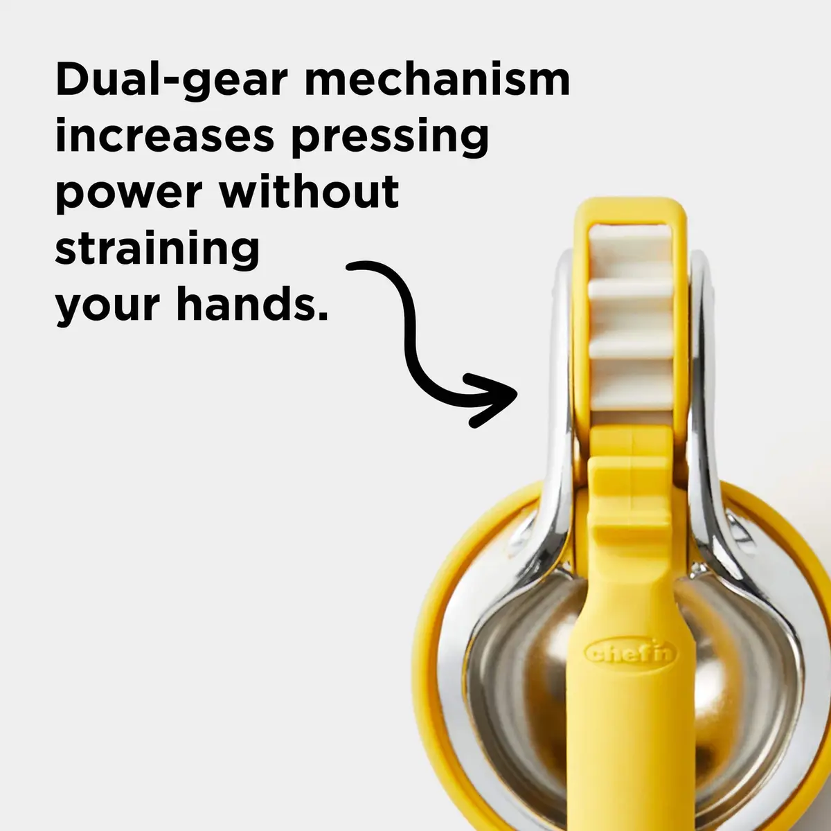 Chef'n FreshForce Lemon Squeezer Citrus Juicer, Manual Hand Press with Dual-Gear Power for Maximum Juice Extraction, Durable, Yellow | Effortless Juicing - view 4