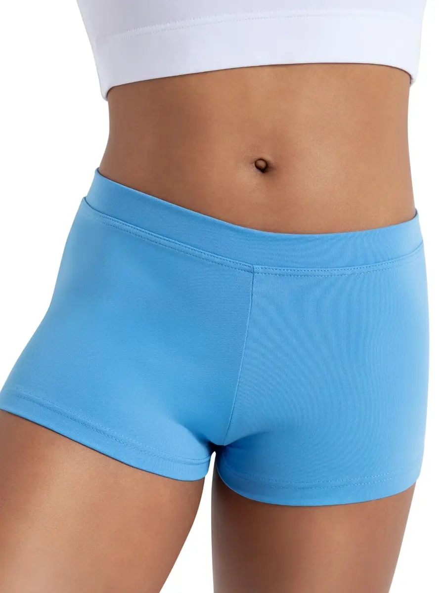 Capezio Women's Low Rise Boy Cut Short Columbia Blue Small | Comfortable Dance Shorts - main product image