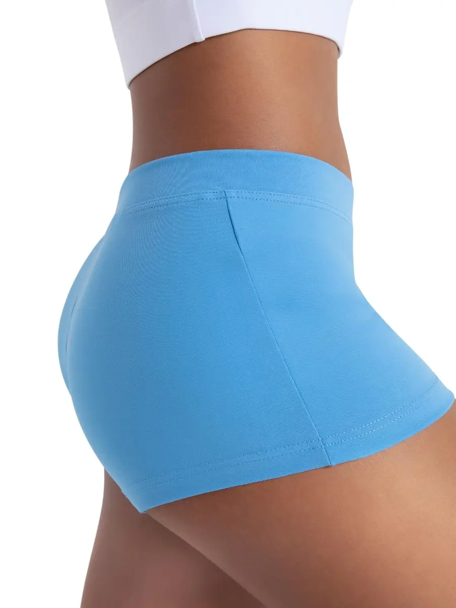 Capezio Women's Low Rise Boy Cut Short Columbia Blue Small | Comfortable Dance Shorts - view 2