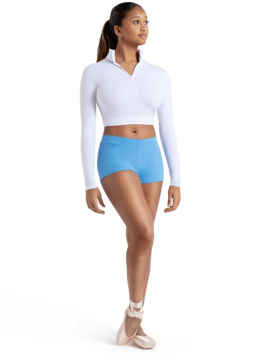 Capezio Women's Low Rise Boy Cut Short Columbia Blue Small | Comfortable Dance Shorts - view 4