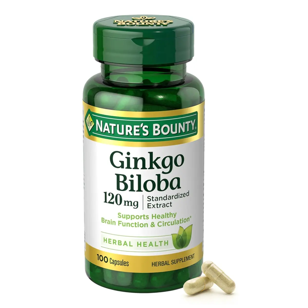 Nature's Bounty Ginkgo Biloba Capsules 120mg | Memory Support & Brain Function - main product image