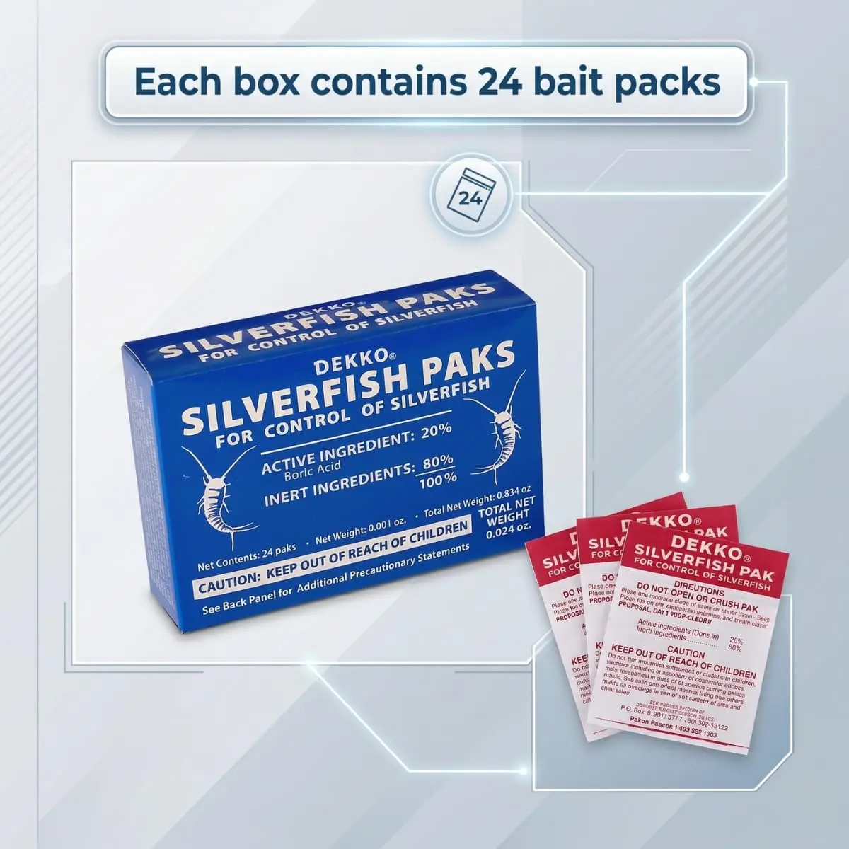 Dekko Silverfish Paks 24-Count | Boric Acid Insecticide for Silverfish Control - view 3