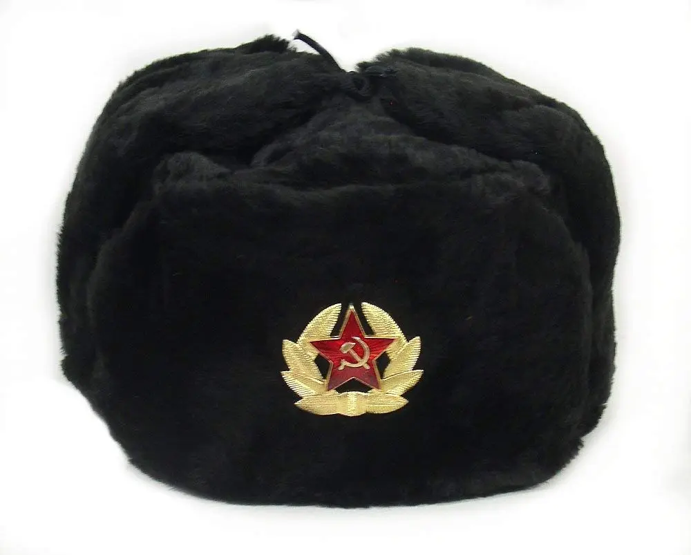 PETON Black Russian Soviet Army Military Cossack Ushanka Hat Size L | Authentic Winter Headwear - main product image