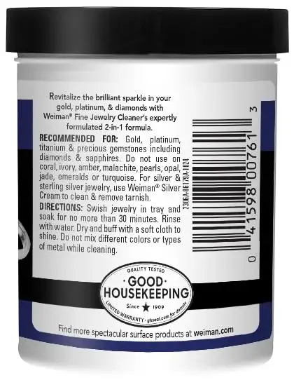 Weiman Fine Jewelry Cleaner Liquid with Brush – Restores Shine to Gold, Platinum, Gemstones & Diamonds, 6 Oz (177 ml) - view 2