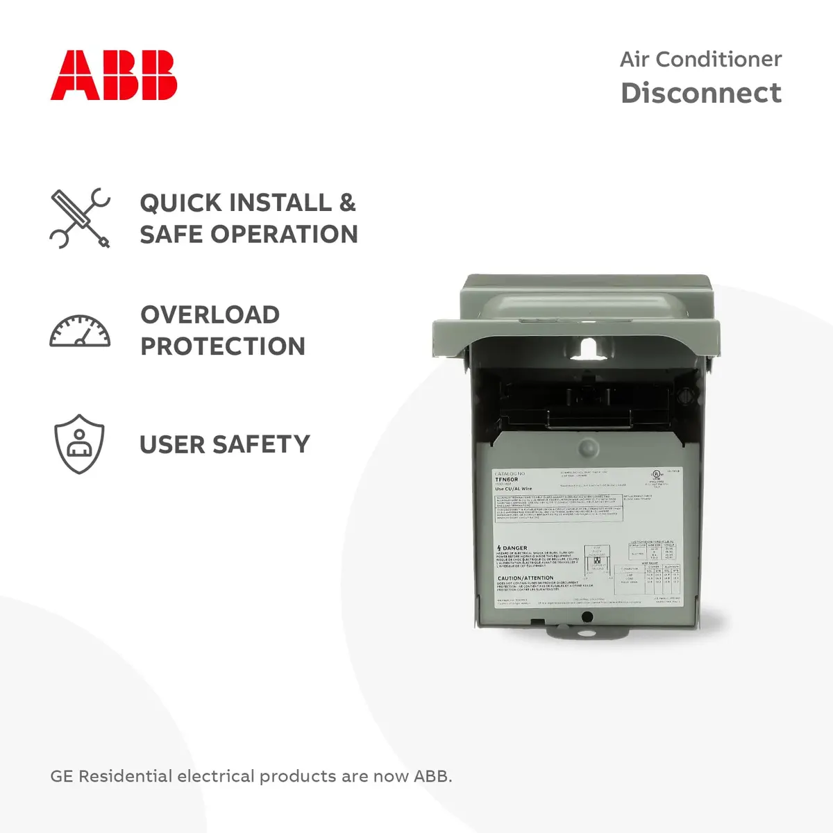 ABB TFN60RCP Weatherproof AC Disconnect Switch 60A 240V | Non-Fusible, 1 Phase, 10kAIC - view 2