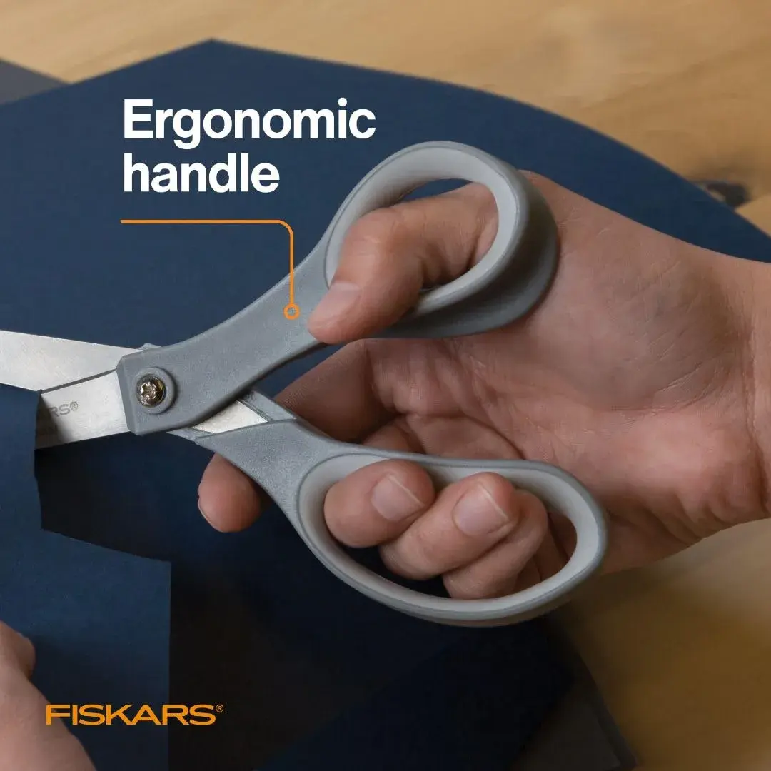 Fiskars 8" SoftGrip Everyday All Purpose Scissors, Grey | Precision Stainless Steel Blades - view 5