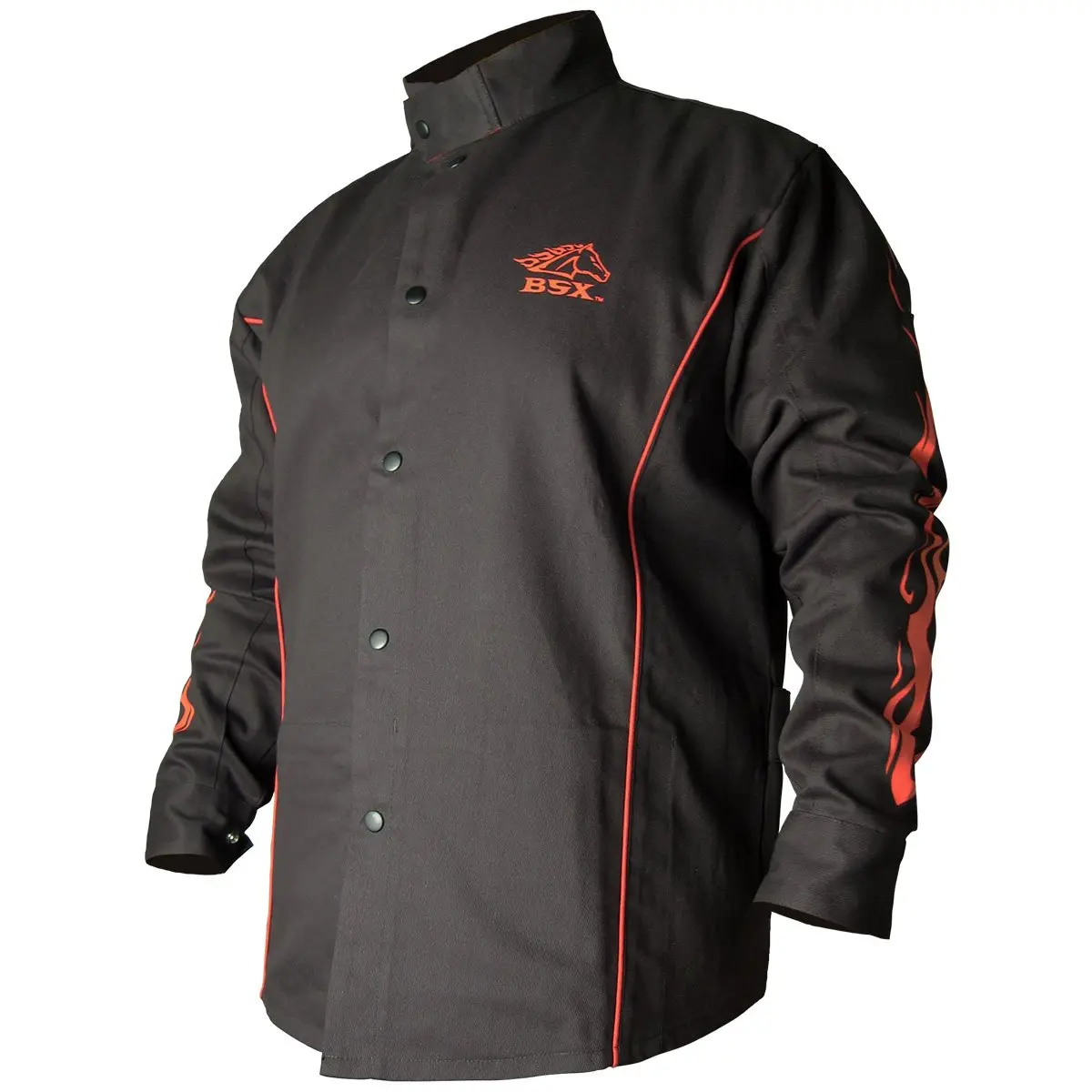 Revco BX9C-XL BSX Black/Red Stryker FR Welding Jackets X-Large | Fire-Retardant Cotton, Racing Collar, Dual Pockets - main product image