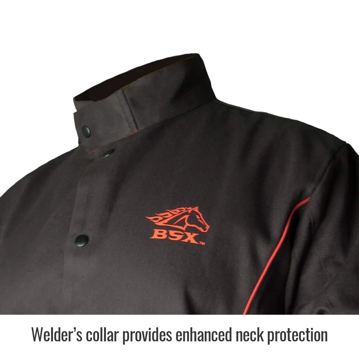 Revco BX9C-XL BSX Black/Red Stryker FR Welding Jackets X-Large | Fire-Retardant Cotton, Racing Collar, Dual Pockets - view 2