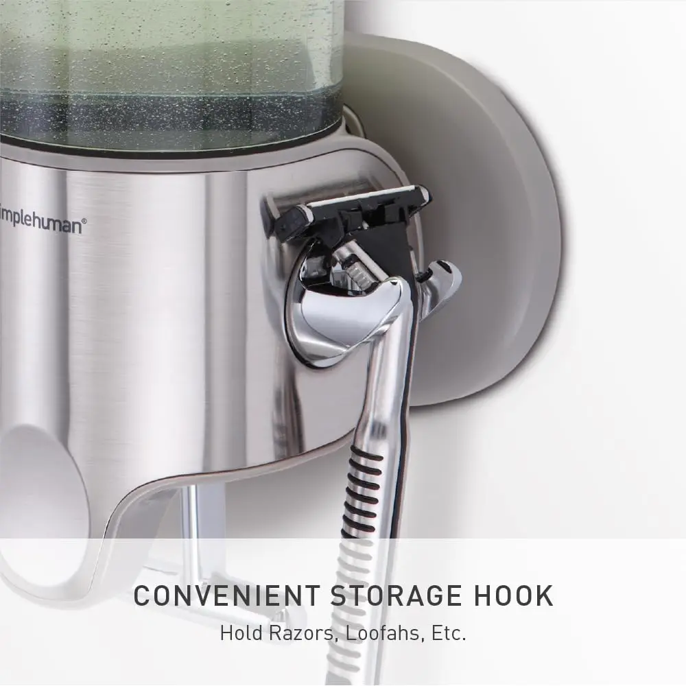 simplehuman Triple Wall Mount Pumps, Hotel-Grade Refillable 3-Chamber Shower Dispenser, Stainless Steel | Precise, No-Drill Install - view 6
