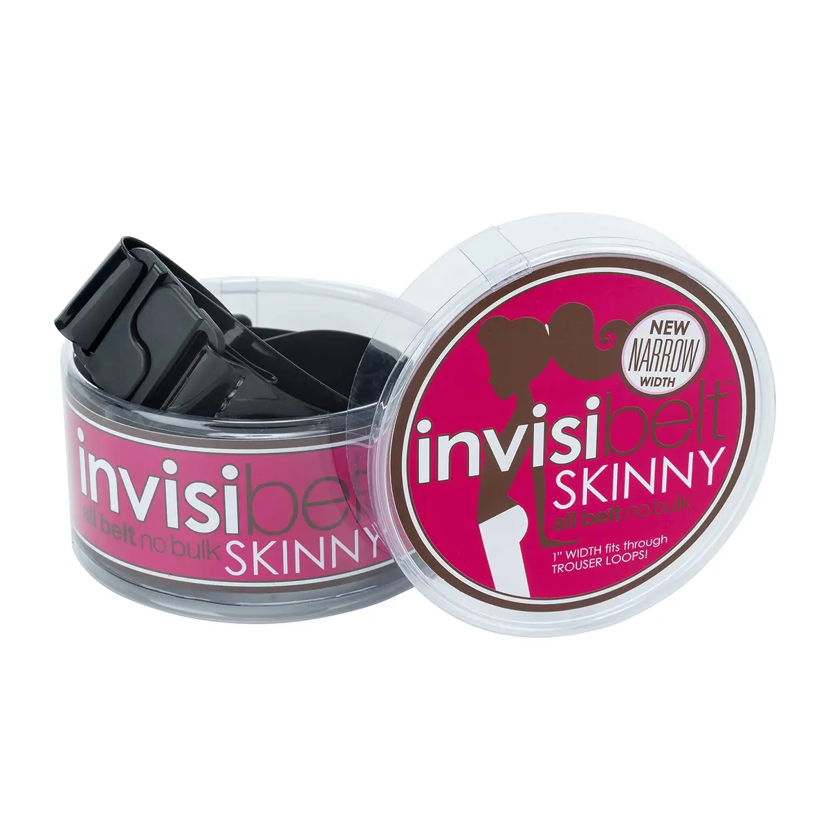 Invisibelt Skinny Belt | No Buckle Flat Waist Support | Adjustable Lightweight PVC Strap | Black, Standard - view 2