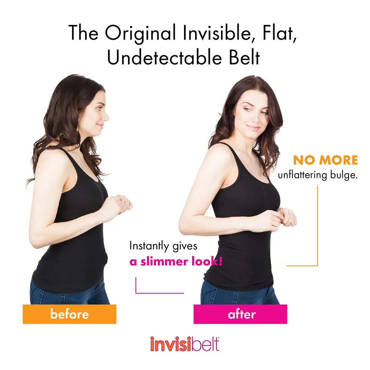 Invisibelt Skinny Belt | No Buckle Flat Waist Support | Adjustable Lightweight PVC Strap | Black, Standard - view 4