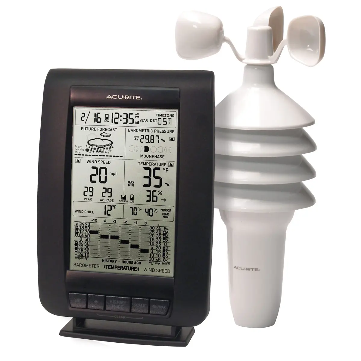 AcuRite 00634A3 Wireless Weather Station with Wind Sensor, Black 1.27 kg (2.78 lb) | Accurate Local Forecasting - main product image