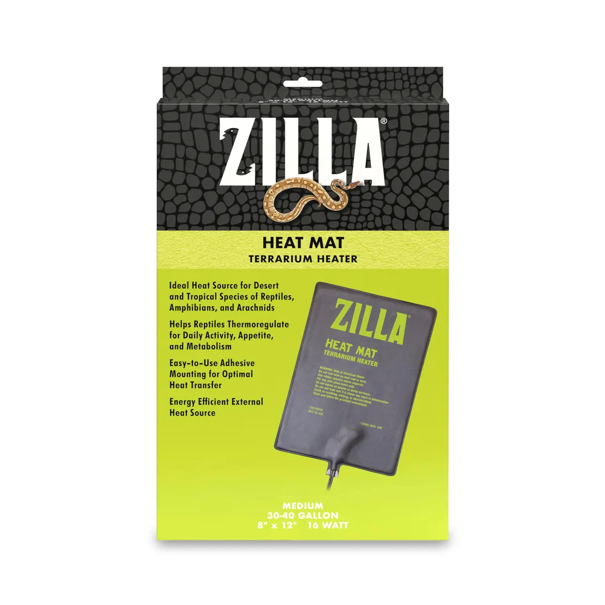 Zilla Heat Mat for Reptiles, Terrarium Heater, Medium, 8 Watt | Self-Regulating Infrared Heat - main product image
