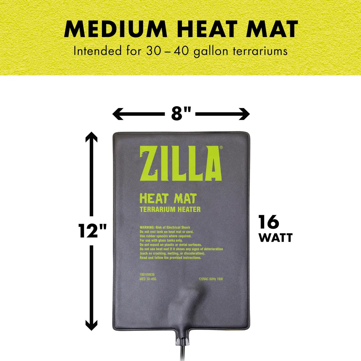 Zilla Heat Mat for Reptiles, Terrarium Heater, Medium, 8 Watt | Self-Regulating Infrared Heat - view 3