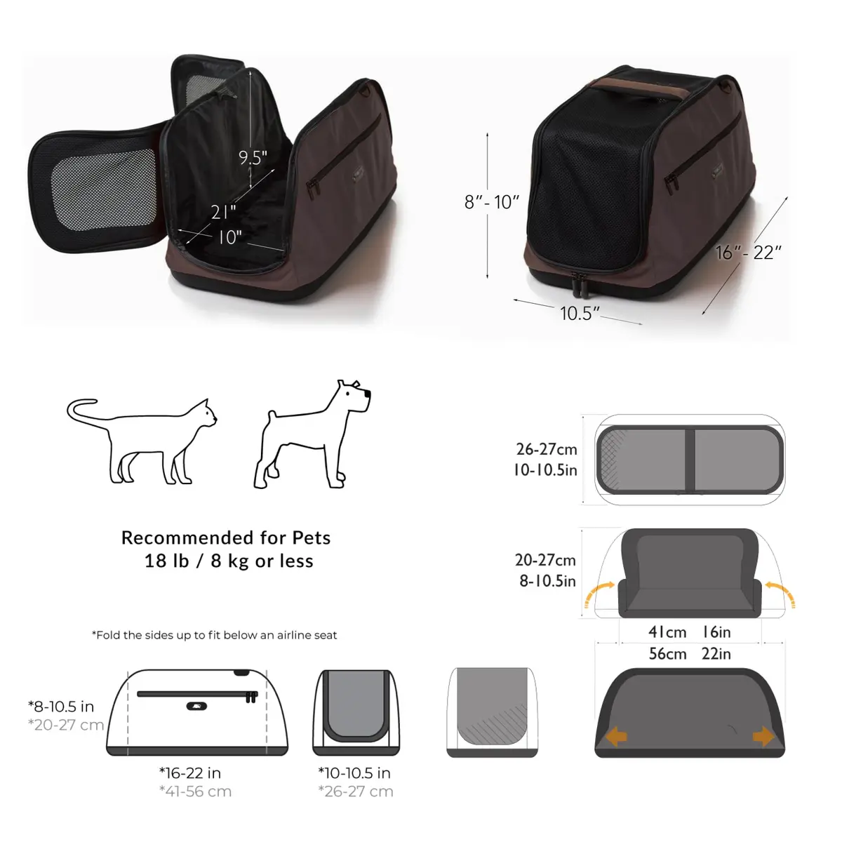 Sleepypod® Air Airline Approved Pet Carrier, Crash Tested, Dark Chocolate | In-Cabin Travel Bed & Car Seat - view 6
